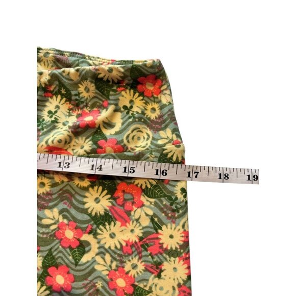 LuLaRoe Women's Green Floral Tights - Picture 7 of 8